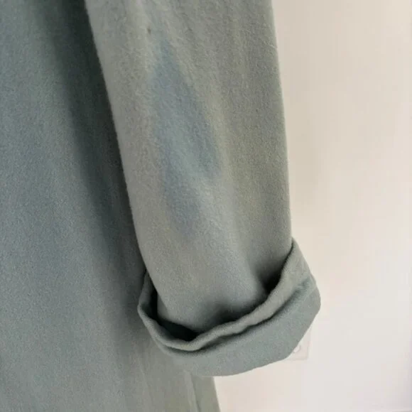 Vintage Teal Blue Wool Lined Dress Coat Cuffs - Picture 8 of 16